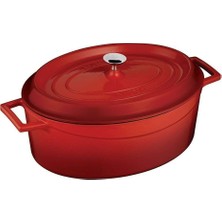 Nacario Lava Signature Emailierten Dökme Demir Oval Dutch Oven – 4 – 1/4 Quart, Obsidian Siyah, Dökme Demir, Kırmızı, 5 Quart