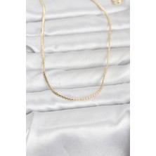 Valeo cm 14K Gold Renk Yassı Zincir Model 60 cm Kadın Kolye 5886 - 5088-8050