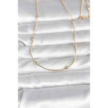 Valeo cm 14K Gold Renk Yılan Zincirli Damla Topçuk Model 60 cm Kadın Kolye 5886 - 2082-6686