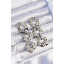 Valeo Pirinç Gümüş Renk Oval Ayna Model Sallantılı Küpe 5886 - 1067-2682