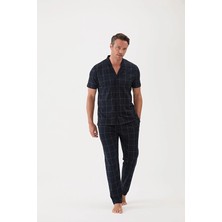 Cottons &amp; Clouds Loose Fit Kısa Kollu Erkek Pijama Takımı CC9577 Lacivert