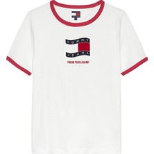 Tommy Jeans Kadın Tişört DW0DW22306 Beyaz