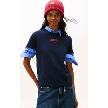 Tommy Jeans Kadın Tişört DW0DW21842 Mavi