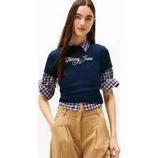 Tommy Jeans Kadın Tişört DW0DW21838 Mavi