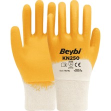 Beybi Sarı-Beyaz Nitril Eldiven KN-250 No:10