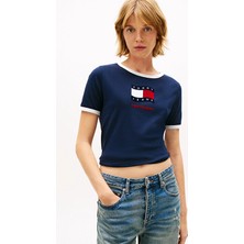 Tommy Jeans Kadın Tişört DW0DW22306 Mavi