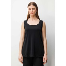Onfashion Polyester Kare Yaka Kolsuz Kadın Bluz 71369 Siyah