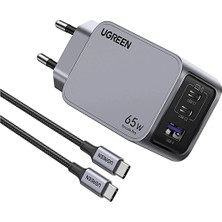 Ugreen Nexode Pro 65W Gan Hızlı Şarj Cihazı Type-C Qc Pd 2xusb-C 1xusb-A 1.5m 100W Kablo Dahil Uzay Grisi 25871