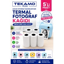 Tekamo Çocuk Fotoğraf Makinesi Kağıdı Beyaz Renk 5 Adet Termal Rulo Tüm Mini Cihazlarla Uyumlu