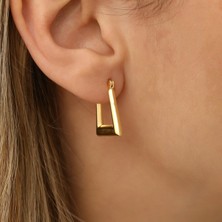 Nox Jewelry 14 Ayar Altın Kaplama U Form Halka Küpe – Geometrik Modern Tasarım