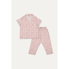 Funfair Regular Fit Apaş Yaka Düz Paça Kız Çocuk Pijama Takımı 261KC507SV Pembe