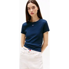 Tommy Jeans Kadın Tişört DW0DW17383 Mavi