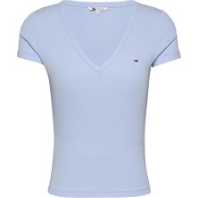 Tommy Jeans Kadın Tişört DW0DW17385 Mavi