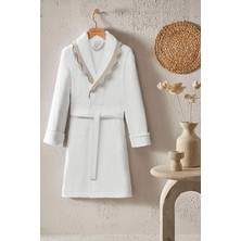 Cottons &amp; Clouds Retro Line Nakışlı Şal Yaka Bornoz