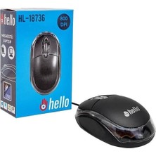 Hello HL-18736 Optik Işıklı Kablolu Mouse