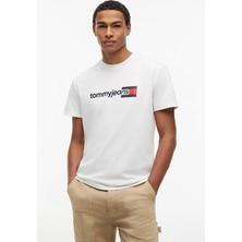Tommy Jeans Erkek Tişört DM0DM23406 Ekru