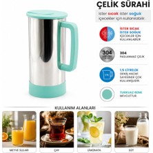 Nefesim Turkuaz - Paslanmaz Çelik Sıcak - Soğuk Çelik Sürahi (5477)