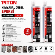 Piton PTN02 345 ml Genel Amaçlı Iki Karışımlı Kimyasal Dübel Epoksi Çift Karışım Beton Dübel (2 Adet)