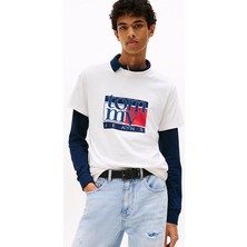 Tommy Jeans Slim Fit Erkek Tişört DM0DM21977 Beyaz