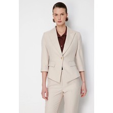 Ekol Regular Fit Polyester Ceket Yaka Vatkalı Kadın Ceket 01184 Kum