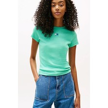 Tommy Jeans Kadın Tişört DW0DW17881 Zümrüt