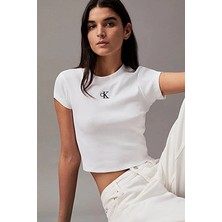 Calvin Klein Jeans Kadın Tişört J20J218337 Beyaz