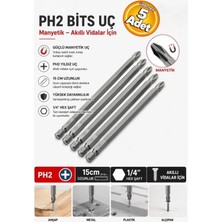 Zimak ZMK-1424 Ph 2X150 mm Mıknatıslı Manyetik Vida Sıkma Ucu Matkap Ucu (5 Adet)