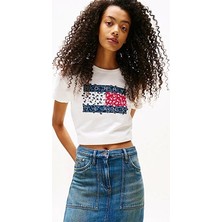 Tommy Jeans Kadın Tişört DW0DW20897 Ekru