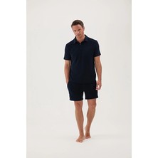 Cottons &amp; Clouds Beli Lastikli Regular Fit Erkek Havlu Şort CC5008 Lacivert