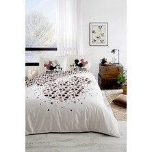 Özdilek Mickey &amp; Minnie Mouse Love Çift Kişilik Disney Lisanslı Lastikli Çarşaf Nevresim Takımı