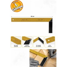Real Özs ÖZS10208 40 cm 400 mm Alüminyum Açılı Ahşap Inşaat Marangoz L Gönye Cetvel 40 cm