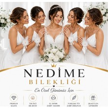 Bkmc Nedime Bilekliği Tek Incili Tüylü Çiçekli Düğün Nişan Kına Bekarlığa Veda Aksesuarı