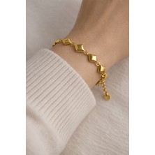 Owentis Çelik Gold Baklava Form Cassel Bileklik -Kararma Yapmaz-