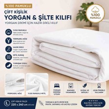 Öztürk Konsept %100 Pamuklu Çift Kişilik Yorgan Dikim Kılıfı 220X240 cm Fermuarlı Beyaz Mitil Hazır Dikili Yorgan Şiltesi Kılıfı