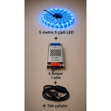 Lumixa Enerji Mutfak Dolabı Tezgah Üstü ve Ev Dekarasyon Için 5 Metre Şerit LED Işık Trafo Anahtarlı Tak Çalıştır Kablo