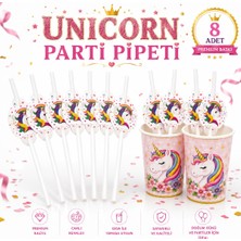 Bkmc 🏆 Unicorn Doğum Günü Parti Pipeti 8 Adet Beyaz Unicorn Kafa Parti Süsü