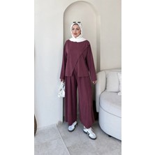 Miraydin Butik Kadın Simetrik Pantolonlu Takım M2633 - Mürdüm