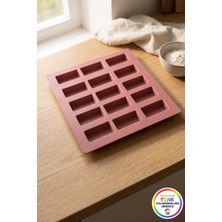 Vivenda 15'li Mini Kek Kalıbı Silikon Dikdörtgen Yapışmaz Kolay Çıkan Baton Financier Kalıbı 25X25 cm
