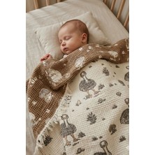 Layan Home Müslin Dolgulu Bebek Yorganı Deve Kuşu Desen 130X130 cm