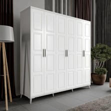 Macera Mobilya Safir 6 Kapaklı Komple Mdf Beyaz Gardırop