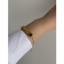 Owentis Çelik Gold Plaka Vintage Model Ikonik Peoria Bileklik -Kararma Yapmaz-