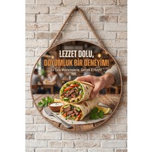 Mayeka Etli Wrap Temalı Restoranlar Cafeler Lokantalar Için Ahşap Duvar Kapı Dekoratif Süs Tablo