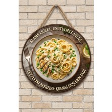 Mayeka Fettucini Alfredo Makarna Temalı Restoranlar Cafeler Lokanta Için Ahşap Duvar Kapı Dekoratif Süs