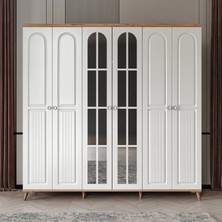 Macera Mobilya Bohem 6 Kapaklı Aynalı Komple Mdf Gardırop