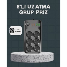 Hsc Bilişim Termal Akım Korumalı 6’lı Uzatma Priz USB Type-C Hızlı Şarj 2500W