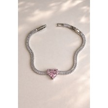 Owentis Çelik Silver Pembe Kalp Suyolu Speakeasy Bileklik -Kararma Yapmaz-