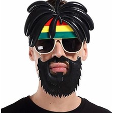 Go İthalat Rasta Peruklu Rasta Sakallı Bob Marley Bıyıklı Parti Gözlüğü 27X18 cm (5477)