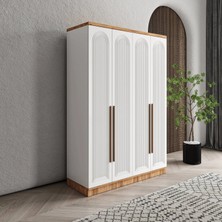 Macera Mobilya Rosa 4 Kapaklı Komple Mdf Beyaz Gardırop