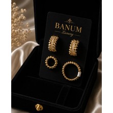 Banum Luxury Zarif Altın Tonlu Şık Moda 3lü Set