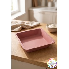 Vivenda Kare Silikon Kek Brownie Kalıbı Yapışmaz Kolay Çıkan Fırın Borcamı Pasta Kabı 25X25X5 cm